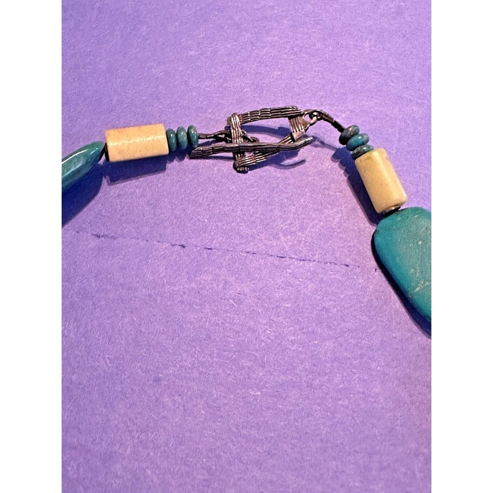 Necklace Turquoise Butterscotch Quartz Sterling Silver 999 Toggle Statement - Picture 9 of 16